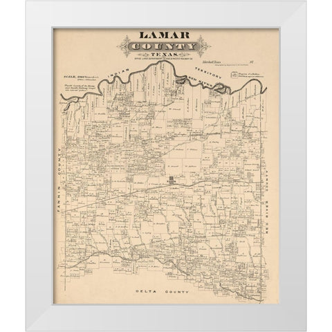 Lamar County Texas - Gast 1870 White Modern Wood Framed Art Print by Gast