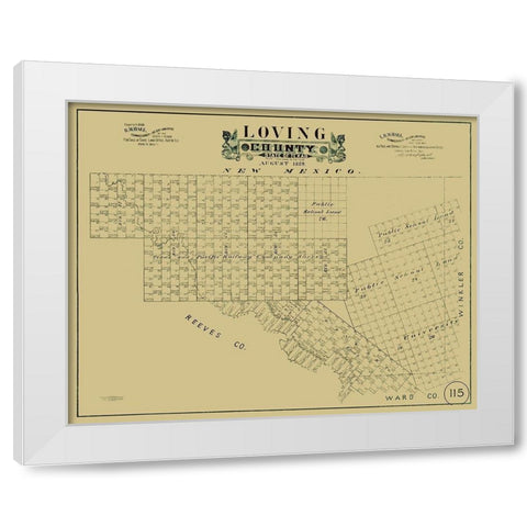 Loving County Texas - Hall 1889 White Modern Wood Framed Art Print by Hall