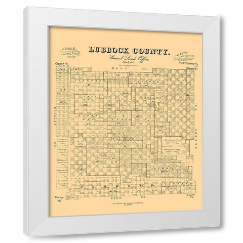 Lubbock County Texas - McGaughey 1892 White Modern Wood Framed Art Print by McGaughey