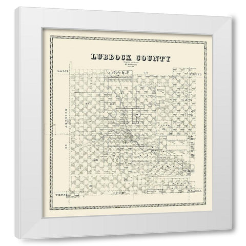 Lubbock County Texas - Stakemann 1879 White Modern Wood Framed Art Print by Stakemann