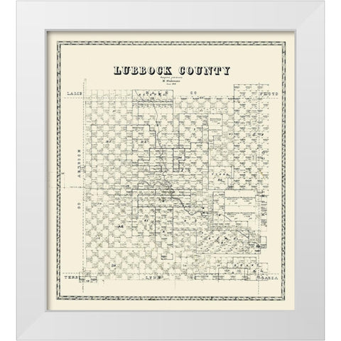 Lubbock County Texas - Stakemann 1879 White Modern Wood Framed Art Print by Stakemann