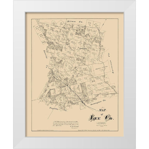 Lee County Texas - Walsh 1879 White Modern Wood Framed Art Print by Walsh
