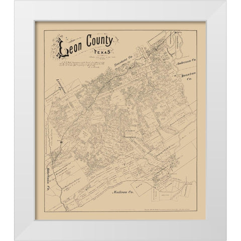 Leon County Texas - Walsh 1879 White Modern Wood Framed Art Print by Walsh