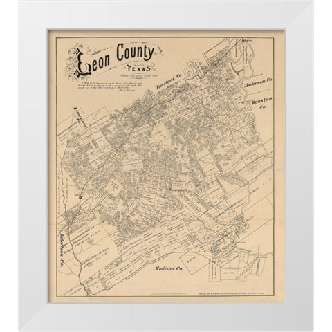 Leon County Texas - Walsh 1879 White Modern Wood Framed Art Print by Walsh