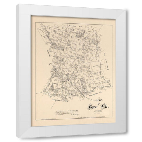 Lee County Texas - Walsh 1879 White Modern Wood Framed Art Print by Walsh