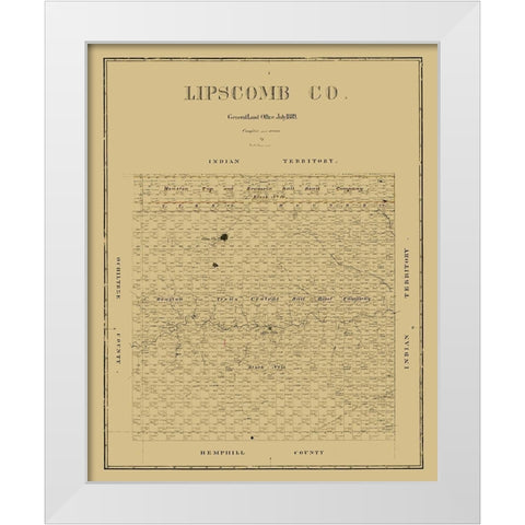 Lipscomb County Texas - Beaumont 1889 White Modern Wood Framed Art Print by Beaumont