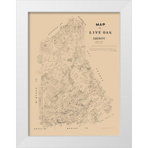 Live Oak County Texas - Walsh 1879 White Modern Wood Framed Art Print by Walsh