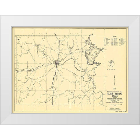 Llano Texas - Highway Dept 1936 White Modern Wood Framed Art Print by Highway Dept