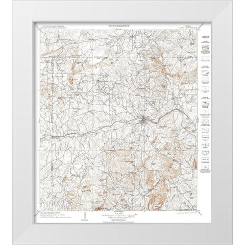 Llano Texas Quad - USGS 1901 White Modern Wood Framed Art Print by USGS