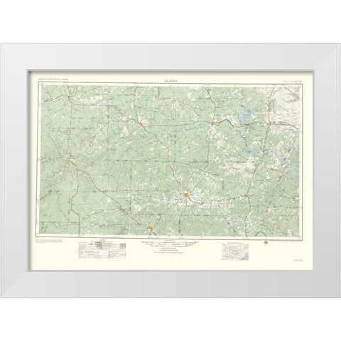 Llano Texas Quad - USGS 1954 White Modern Wood Framed Art Print by USGS