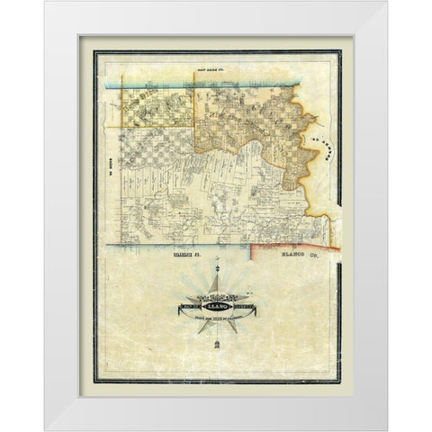 Llano County Texas - Arlitt 1859 White Modern Wood Framed Art Print by Arlitt