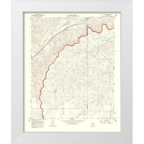 Lora Texas Quad - USGS 1970 White Modern Wood Framed Art Print by USGS