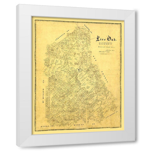 Live Oak County Texas -1879 White Modern Wood Framed Art Print by Unknown