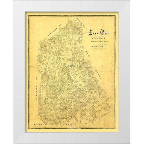 Live Oak County Texas -1879 White Modern Wood Framed Art Print by Unknown