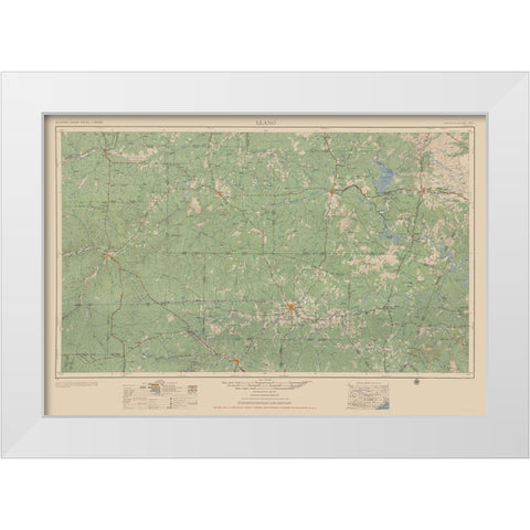 Llano Texas Quad - USGS 1954 White Modern Wood Framed Art Print by USGS