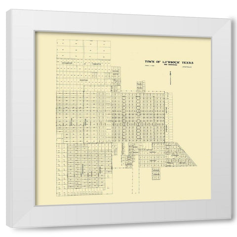 Lubbock Texas - Metcalfe 1920 White Modern Wood Framed Art Print by Metcalfe
