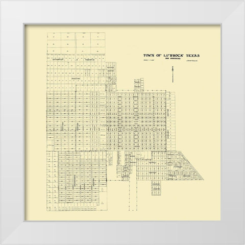 Lubbock Texas - Metcalfe 1920 White Modern Wood Framed Art Print by Metcalfe