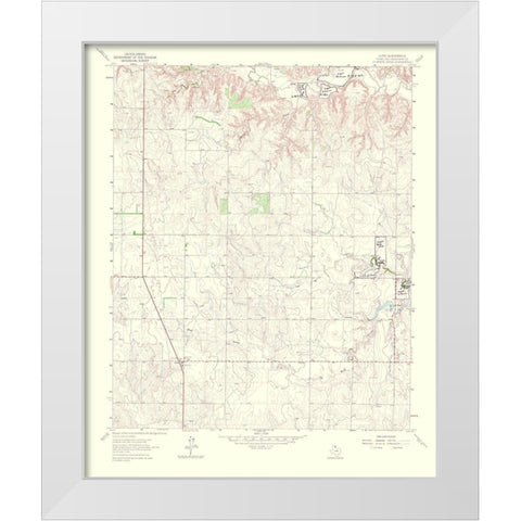Lutie Texas Quad - USGS 1967 White Modern Wood Framed Art Print by USGS