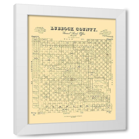 Lubbock County Texas - McGauhey 1892 White Modern Wood Framed Art Print by McGaughey