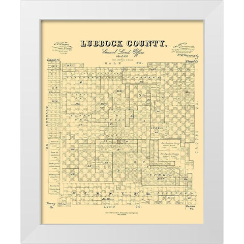 Lubbock County Texas - McGauhey 1892 White Modern Wood Framed Art Print by McGaughey
