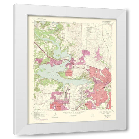 Lake Worth Texas Quad - USGS 1969 White Modern Wood Framed Art Print by USGS