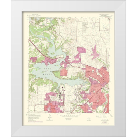 Lake Worth Texas Quad - USGS 1969 White Modern Wood Framed Art Print by USGS