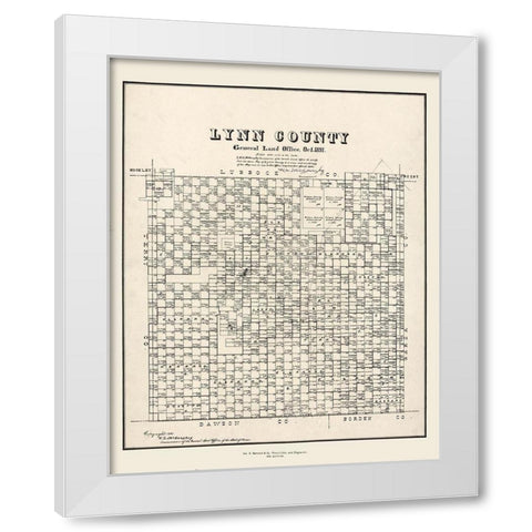 Lynn County Texas - McGaughey 1891 White Modern Wood Framed Art Print by McGaughey