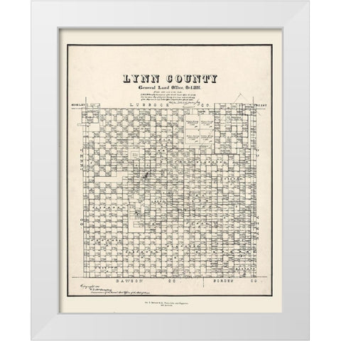 Lynn County Texas - McGaughey 1891 White Modern Wood Framed Art Print by McGaughey