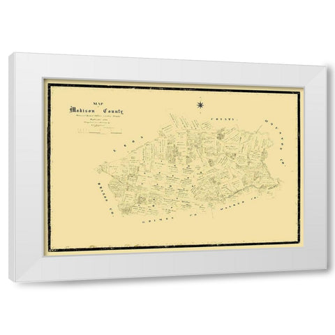 Madison County Texas - Matthews 1880 White Modern Wood Framed Art Print by Matthews