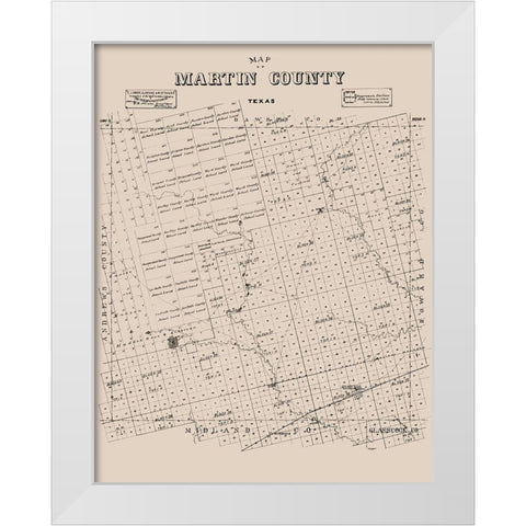 Martin County Texas - Ackerman 1894 White Modern Wood Framed Art Print by Ackerman