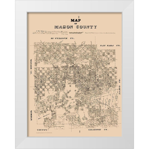 Mason County Texas - Walsh 1879 White Modern Wood Framed Art Print by Walsh