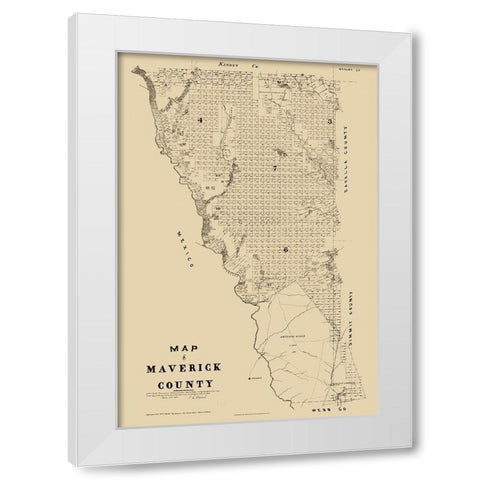 Maverick County Texas - Walsh 1879 White Modern Wood Framed Art Print by Walsh