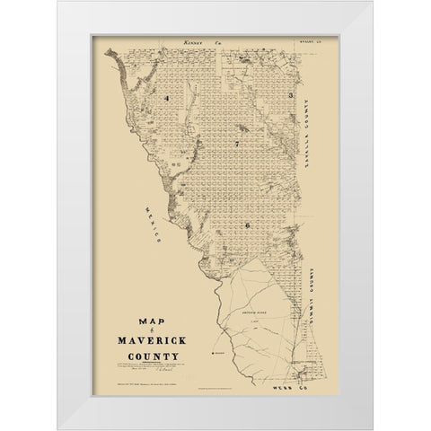 Maverick County Texas - Walsh 1879 White Modern Wood Framed Art Print by Walsh