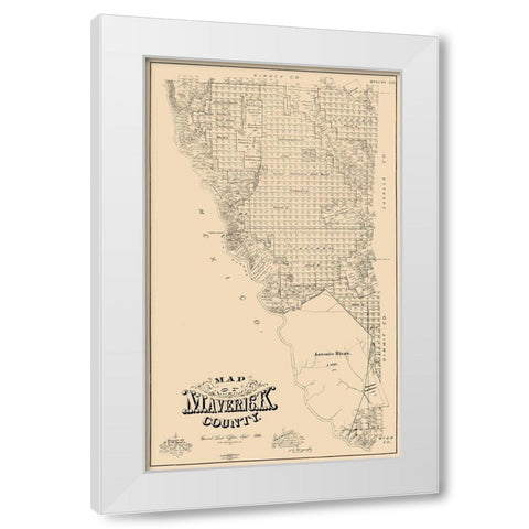 Maverick County Texas - McGaughey 1893 White Modern Wood Framed Art Print by McGaughey