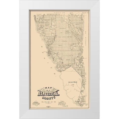 Maverick County Texas - McGaughey 1893 White Modern Wood Framed Art Print by McGaughey