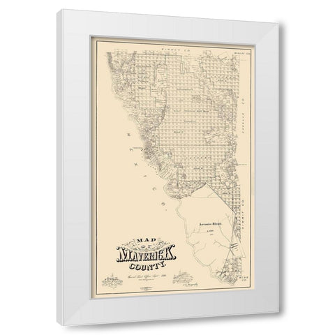 Maverick County Texas - McGaughey 1893 White Modern Wood Framed Art Print by McGaughey