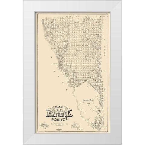 Maverick County Texas - McGaughey 1893 White Modern Wood Framed Art Print by McGaughey