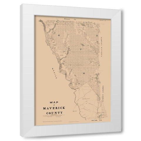 Marverick County Texas - Walsh 1897 White Modern Wood Framed Art Print by Walsh