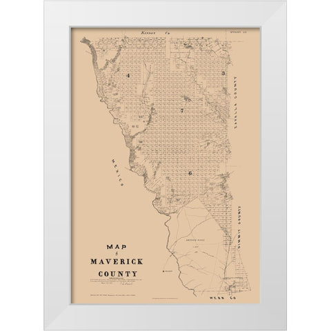 Marverick County Texas - Walsh 1897 White Modern Wood Framed Art Print by Walsh