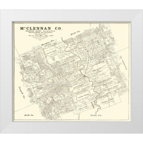 Mclennan Texas Landowner - Land Office 1878 White Modern Wood Framed Art Print by Land Office