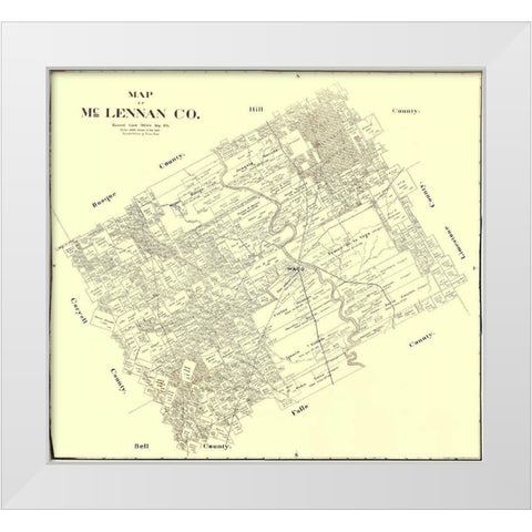 Mclennan Texas Landowner - Land Office 1896 White Modern Wood Framed Art Print by Land Office