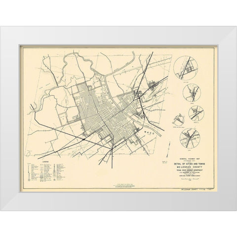 Mclennan Texas Highway - Highway Dept 1936 White Modern Wood Framed Art Print by Highway Dept
