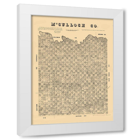 McCulloch County Texas - Walsh 1879 White Modern Wood Framed Art Print by Walsh