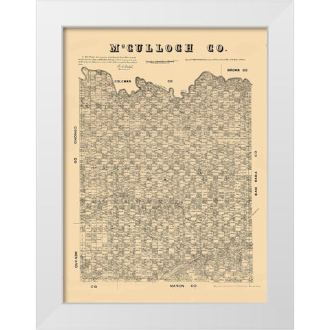 McCulloch County Texas - Walsh 1879 White Modern Wood Framed Art Print by Walsh
