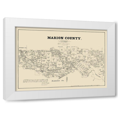 Marion County Texas - Walsh 1879 White Modern Wood Framed Art Print by Walsh