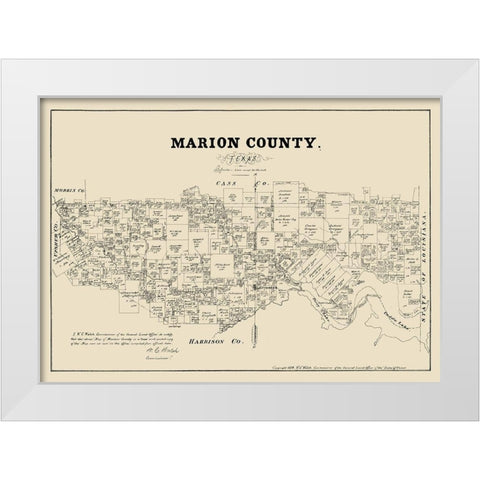 Marion County Texas - Walsh 1879 White Modern Wood Framed Art Print by Walsh