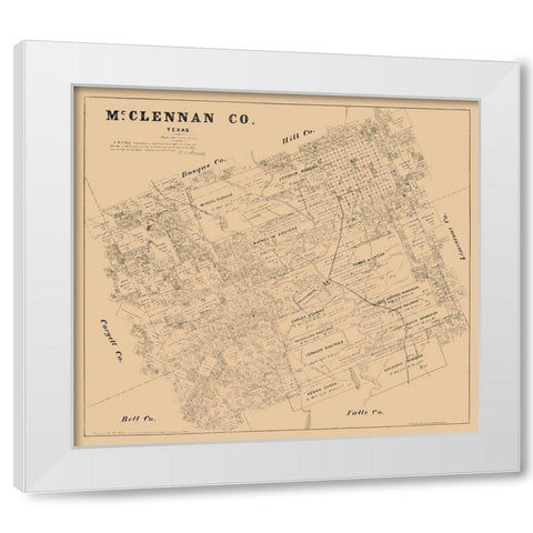 McLennan County Texas - Walsh 1880 White Modern Wood Framed Art Print by Walsh