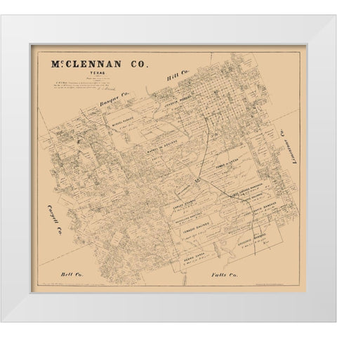McLennan County Texas - Walsh 1880 White Modern Wood Framed Art Print by Walsh