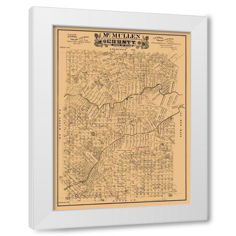 McMullen County Texas - Hall 1889 White Modern Wood Framed Art Print by Hall