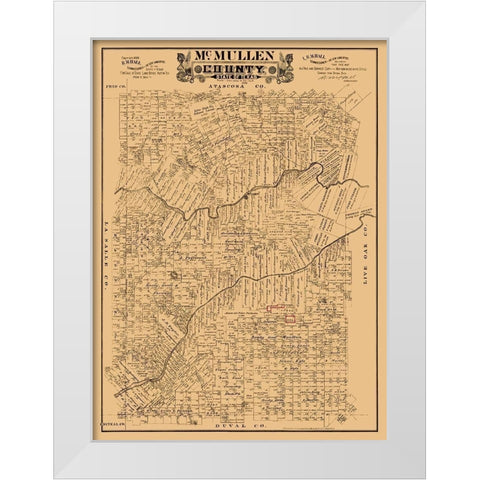 McMullen County Texas - Hall 1889 White Modern Wood Framed Art Print by Hall